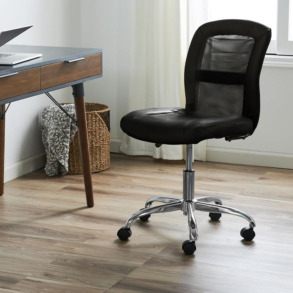 Serta Armless Small Home Desk Chair with Wheels, Ergonomic Mesh Back Chair