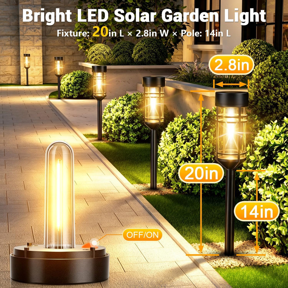 Amzarp 12 Pack Solar Garden Lights, Outdoor Bright LED Solar Pathway Lights