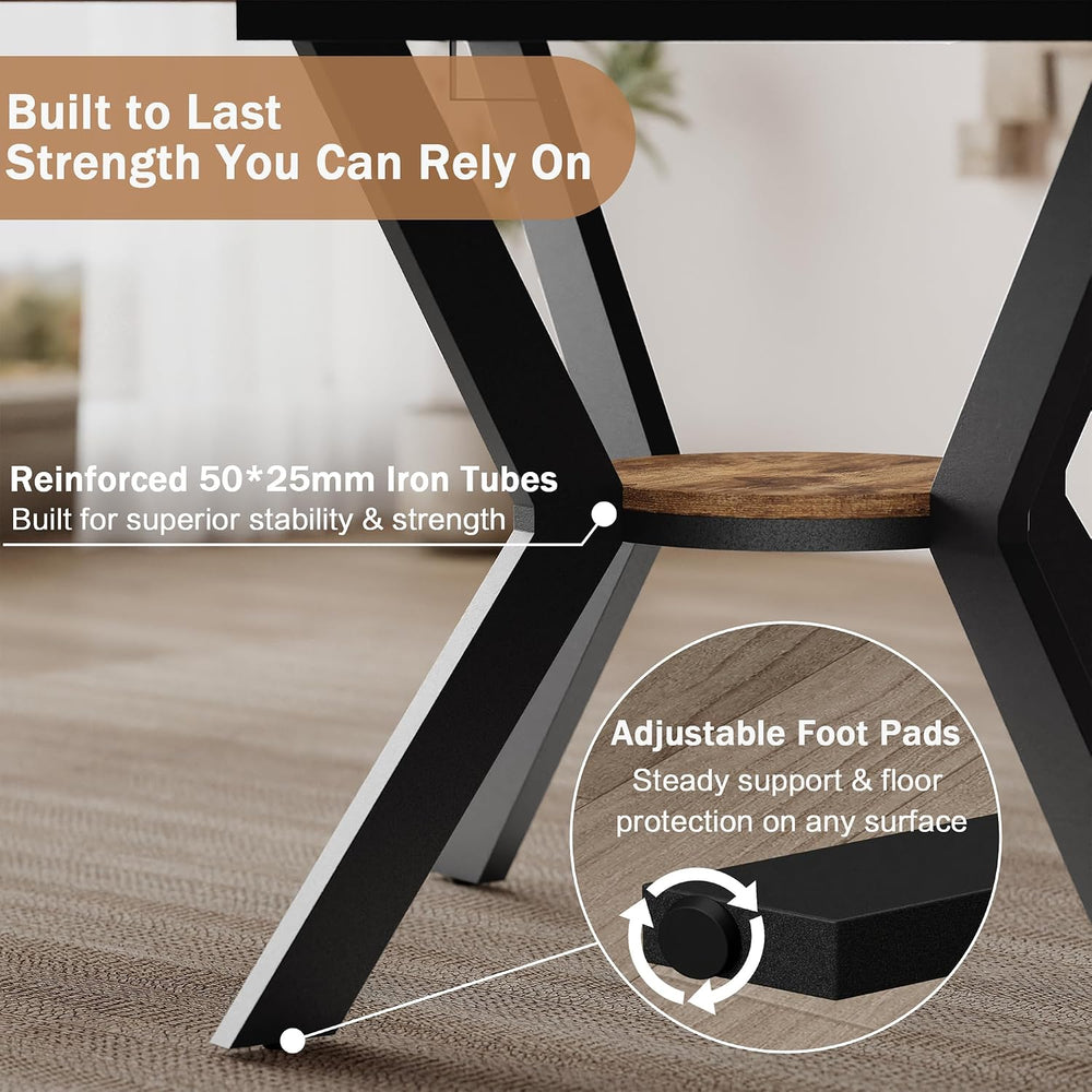 42"-58" Extendable Round Oval Dining Table for 4-6 with Storage Shelf