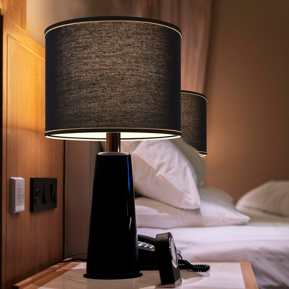 GO&SO Black Lamp Shades 1Pc,13" D x 10" H,Medium Drum Lampshade