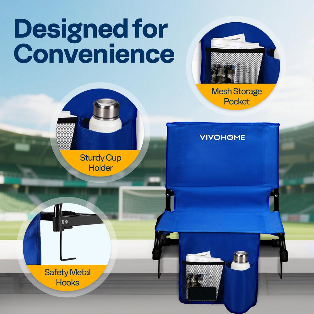 VIVOHOME Ultra-Compact Folding Stadium Seats with Back Support