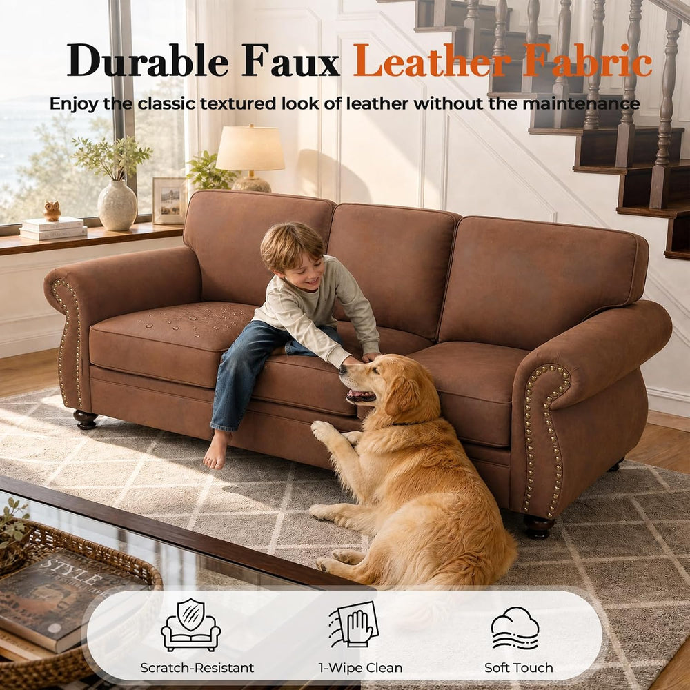 Couchus 2-Piece Sofa Set, 88" 3-Seater, 77" Loveseat, Caramel Rust