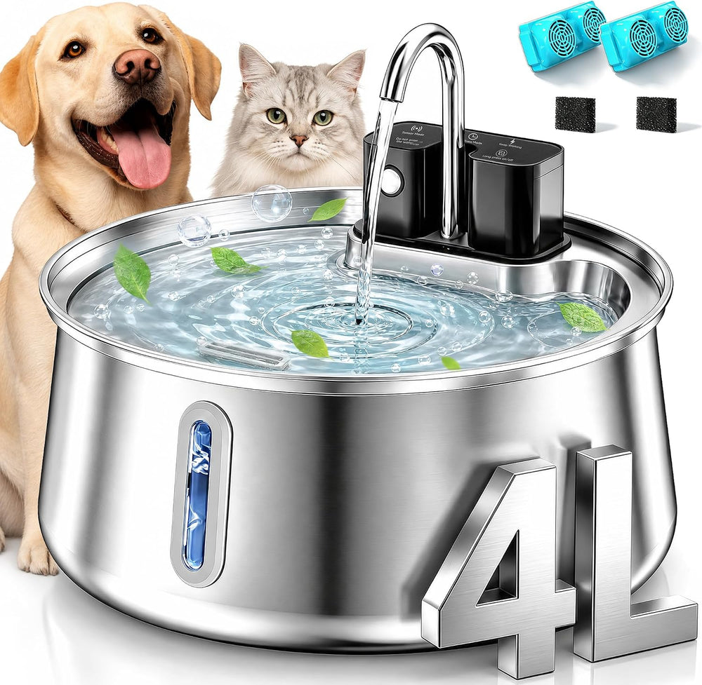 Selene Wireless Dog Water Fountain, 4L Stainless Steel Dog Water Fountain wit...