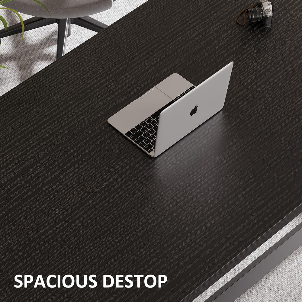 IBF Black Office Desk, Modern Wooden Metal Computer Desk in Office 47 Inch