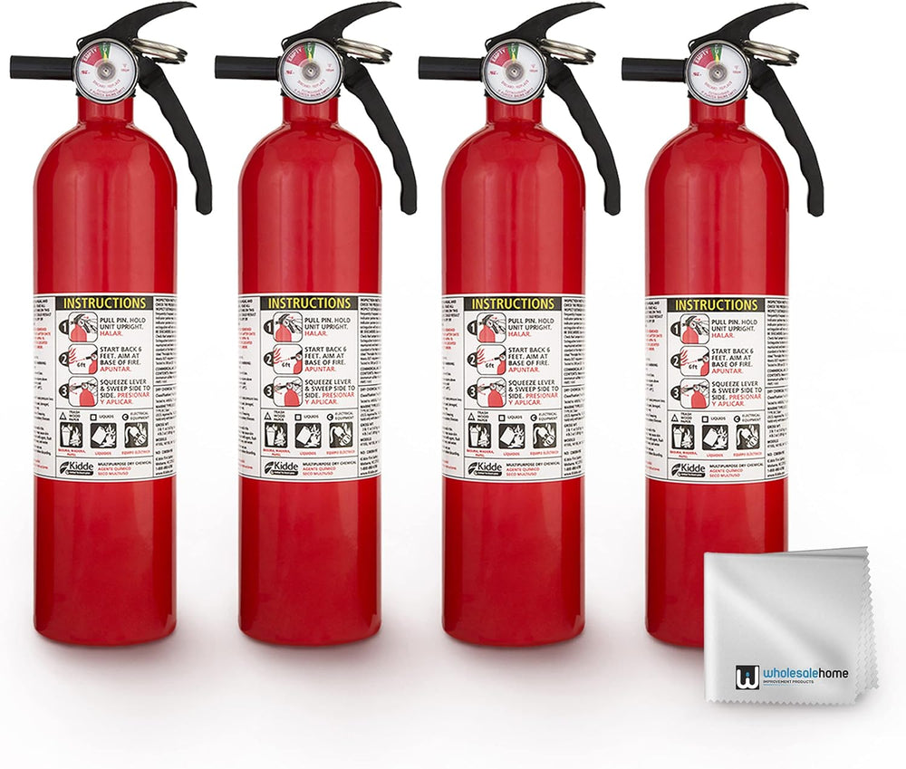 Kidde FA110 Multipurpose Fire Extinguishers 4 Pack - Red, (Rating 1-A:10-B:C)...