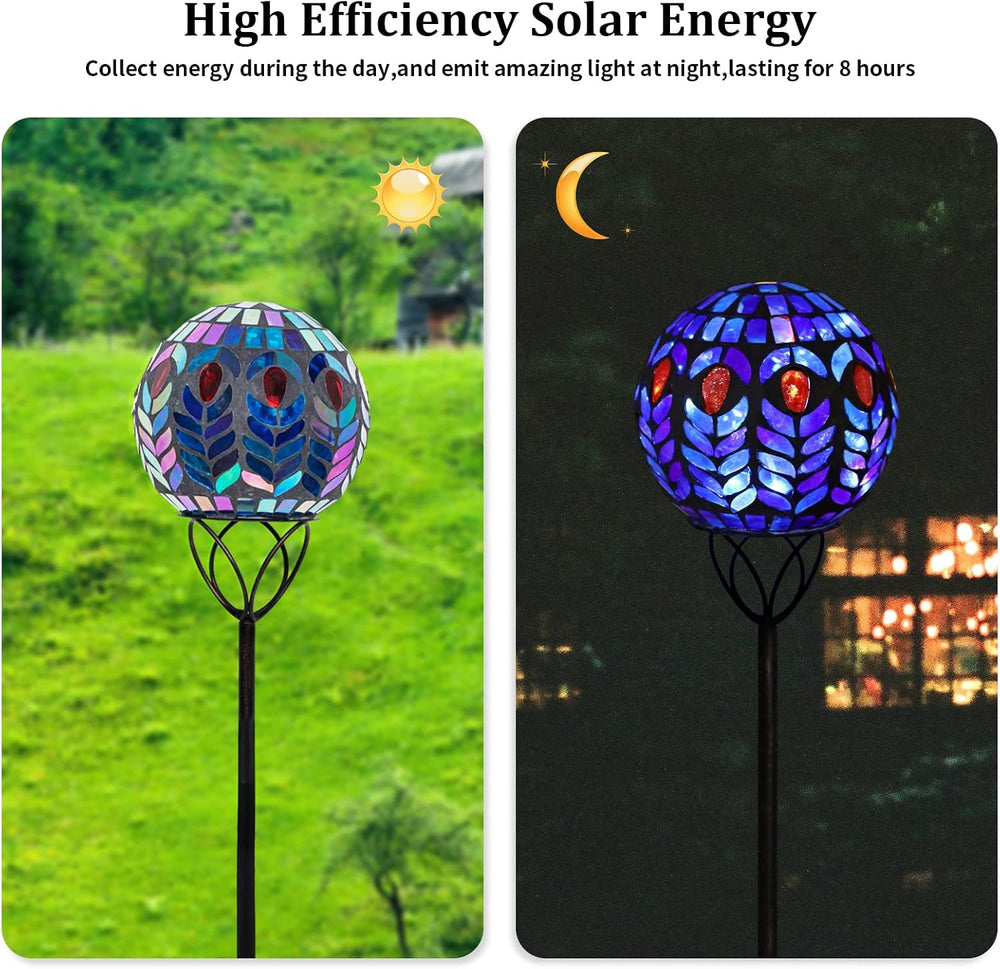 Afirst Solar Outdoor Decorative Light, Mosaic Ball Stake for Yard Decor, 6"