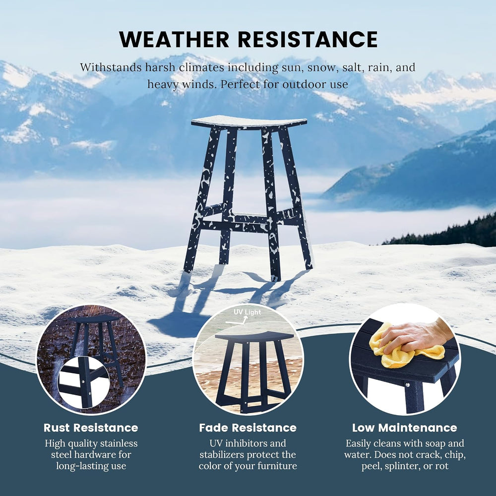 HDPE Laguna Contempo 29" Saddle Bar Stool, Navy Blue