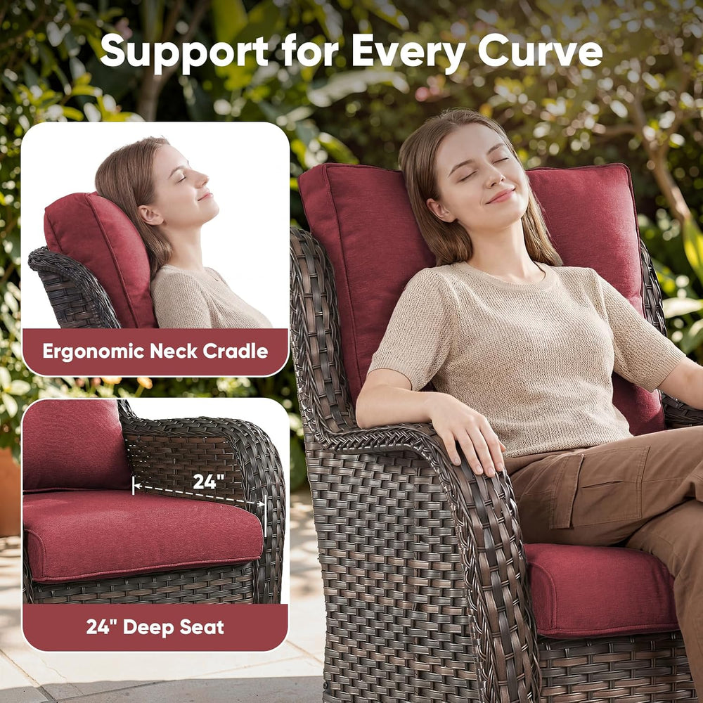 Belord Outdoor Swivel Chairs Set of 2,Patio Wicker Rocker Chairs,All Weather ...