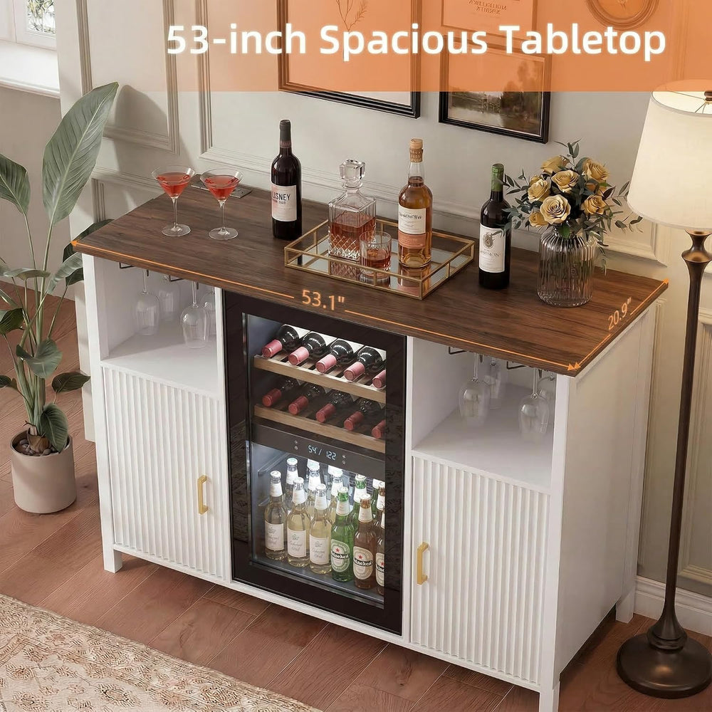 EAG 53" Large Coffee Bar Cabinet with Fridge Space & Power Outlets, ...