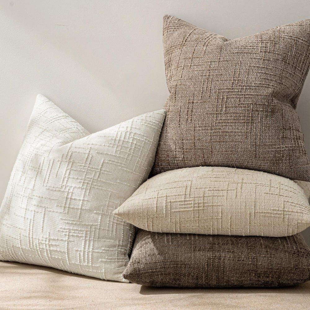 MIULEE Texture Chenille Decorative Throw Pillow Covers Neutral Beige 20x20