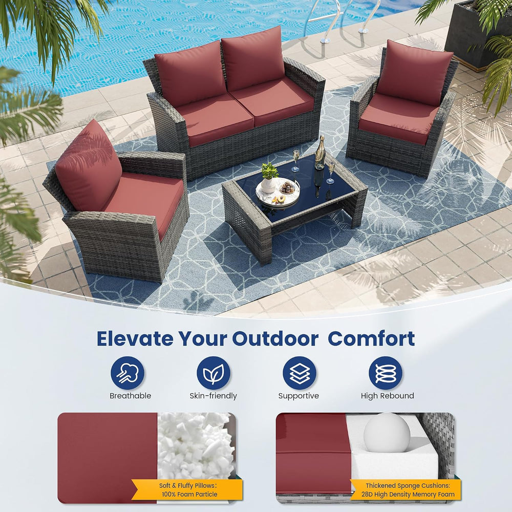 UDPATIO Outdoor Cushions for Patio Furniture, 4'' Replacement Cushion...
