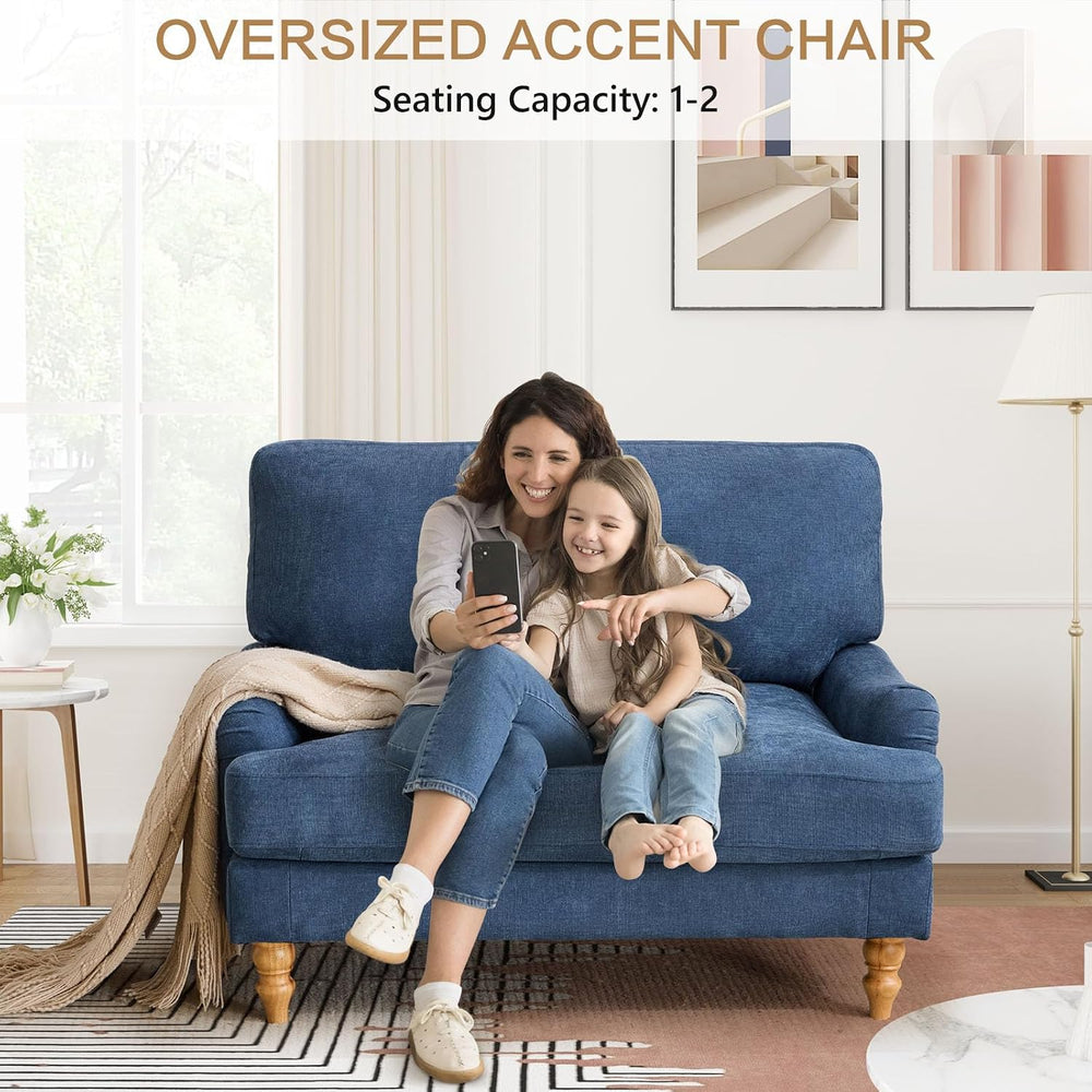 Bezseller 46" W Oversized Chair Indoor with Ottoman (Blue)
