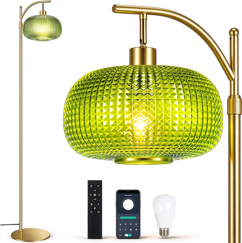 Modern Floor Lamp for Living Room, Mid Century Standing Lamp Green Shade