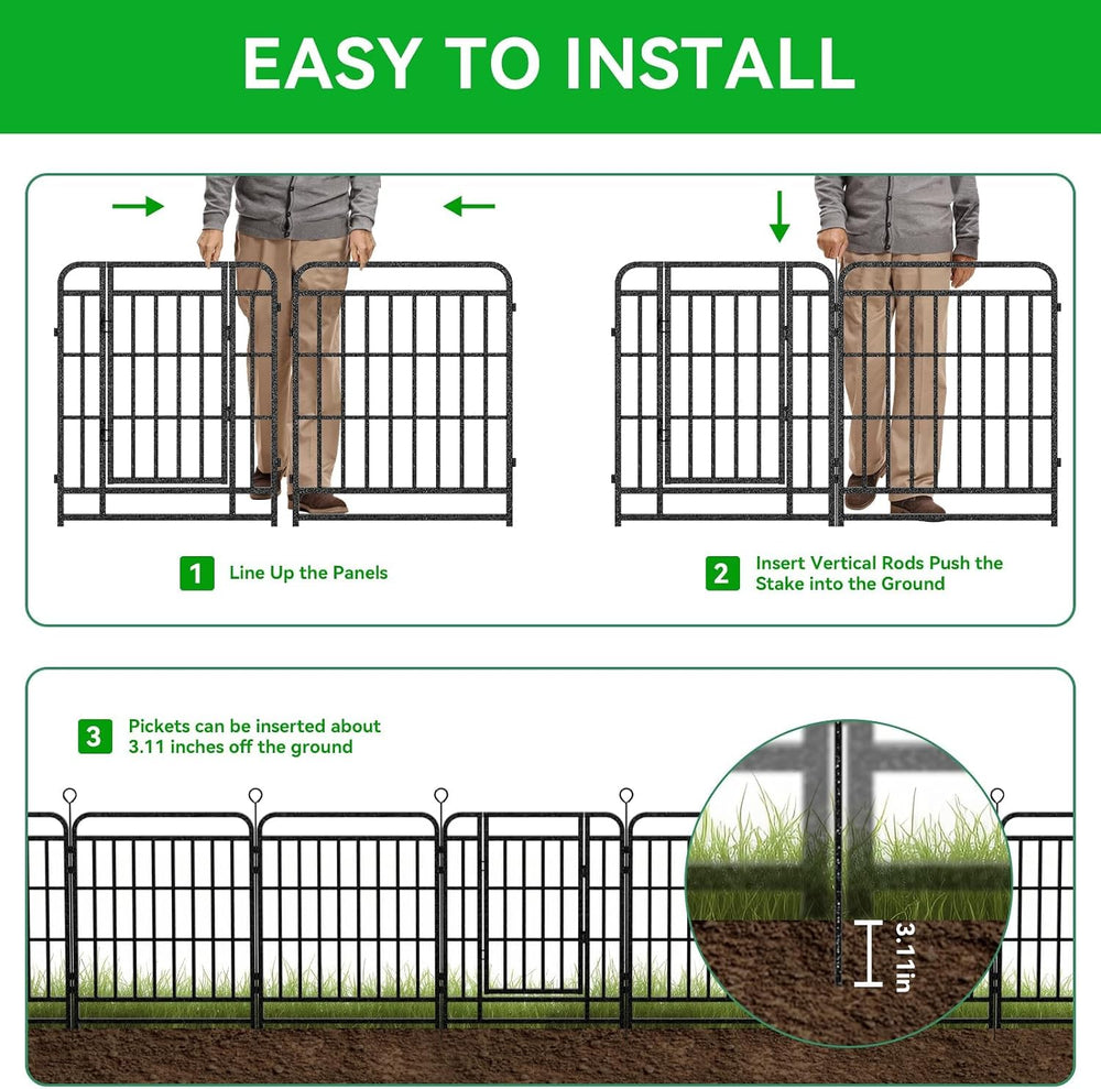 Kfvigoho Garden Fencing 54 ft(L) X 47 in(H) Decorative No Dig Garden Fence fo...