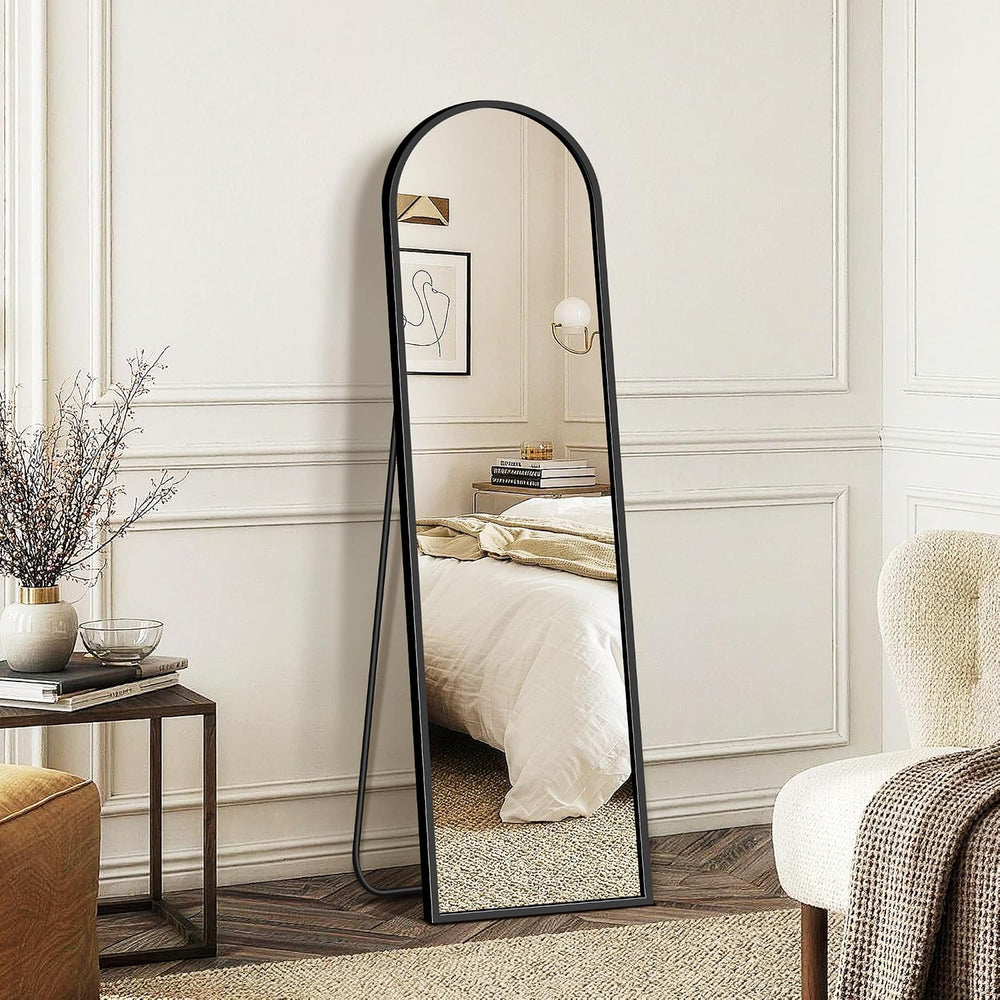Arched Full Length Mirror with Stand, 56"x15" Full Body Floor Mirro...