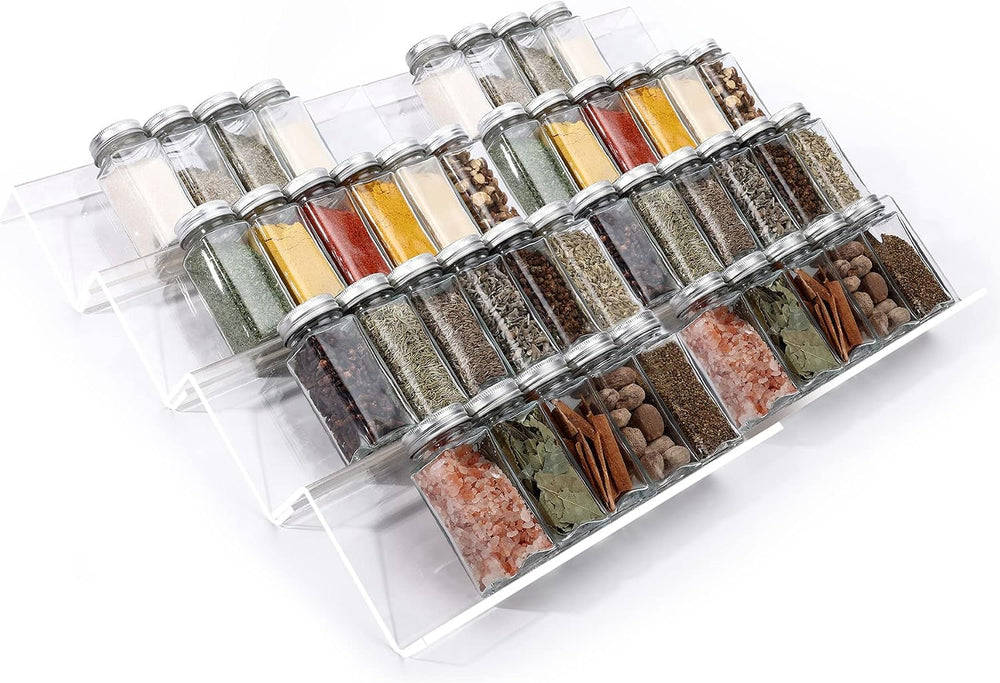 MIUKAA Clear Spice Drawer Organizer, 4 Tier - 2 Set Acrylic Seasoning Rack