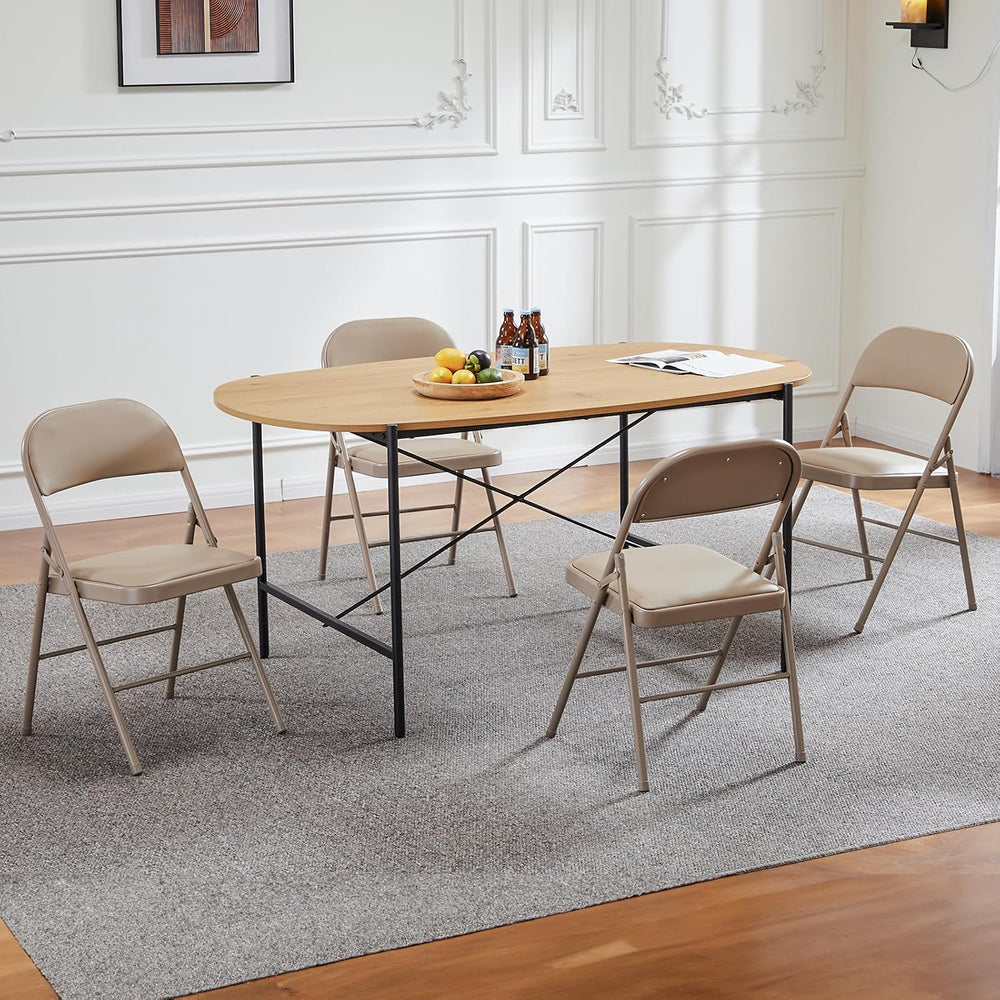 Sweetcrispy Folding Chair 12 Pack, Leather Padded Folding Chairs, Sturdy Meta...