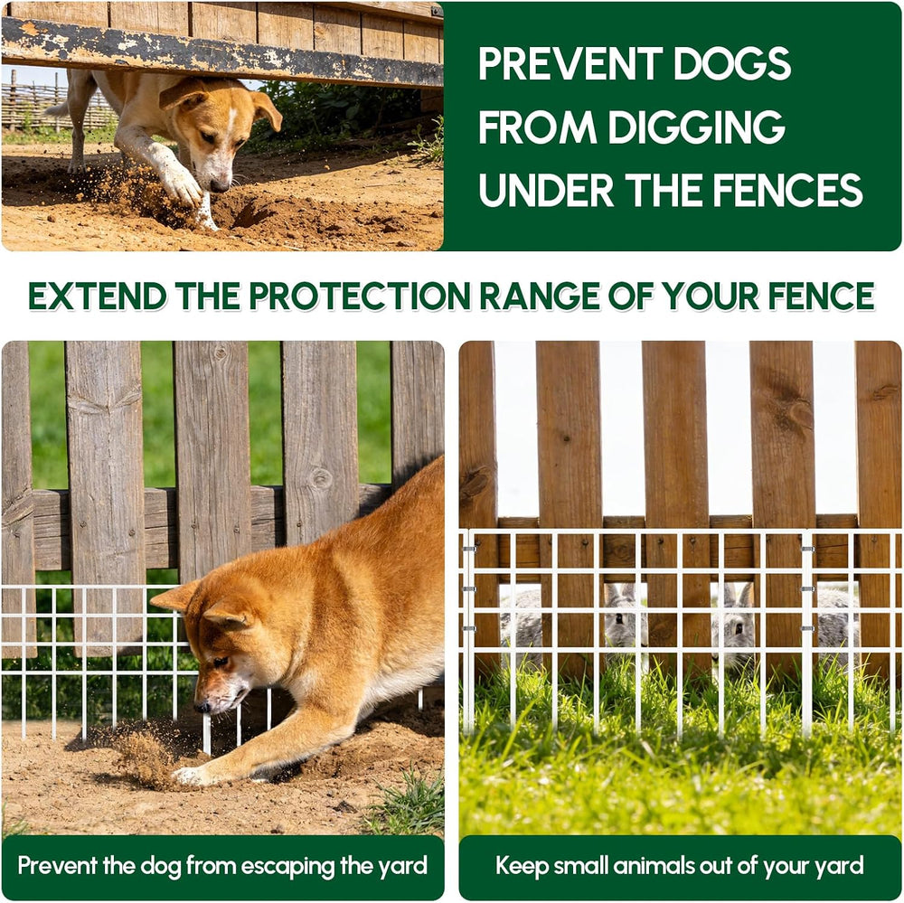 17ft(L) x 13in(H) Garden Fence Animal Barrier, 12 Panels No Dig Fence Panels ...