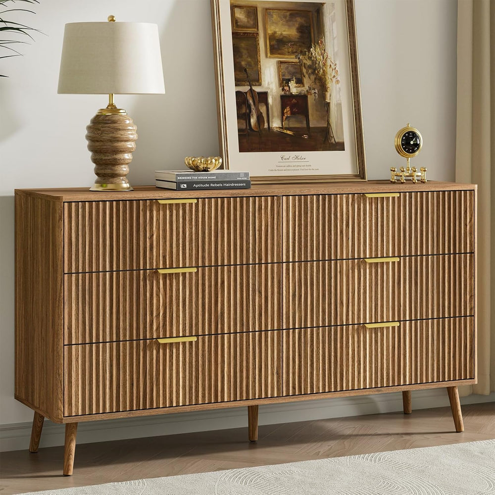 LYNSOM Fluted Dresser and Nightstand Sets 4 Piece, 2-Drawer Nightstands and 5...