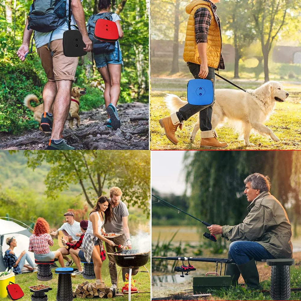 Collapsible Camping Stool with Seat Cushion & Nylon Bag, Square Portable ...