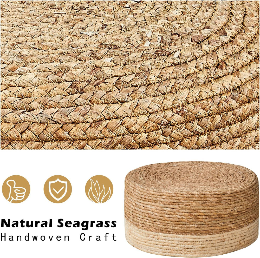 Cpintltr Foot Stool Natural Seagrass Hand Weave Poufs Round Ottoman for Couch...