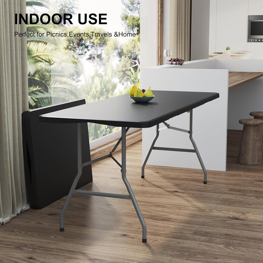6FT Folding Tables for Camping Party Picnic, Dinning, School, Black