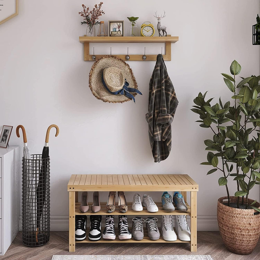 SMIBUY Coat Hooks with Shelf Wall-Mounted, 29.2 Inch Entryway Coat Rack for W...