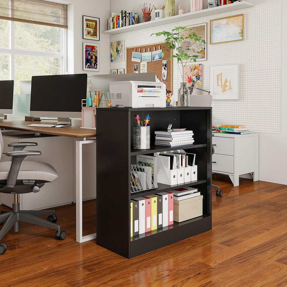 IRONMIX Metal Open Bookcase, 3-Tier Bookshelf with Adjustable Shelves