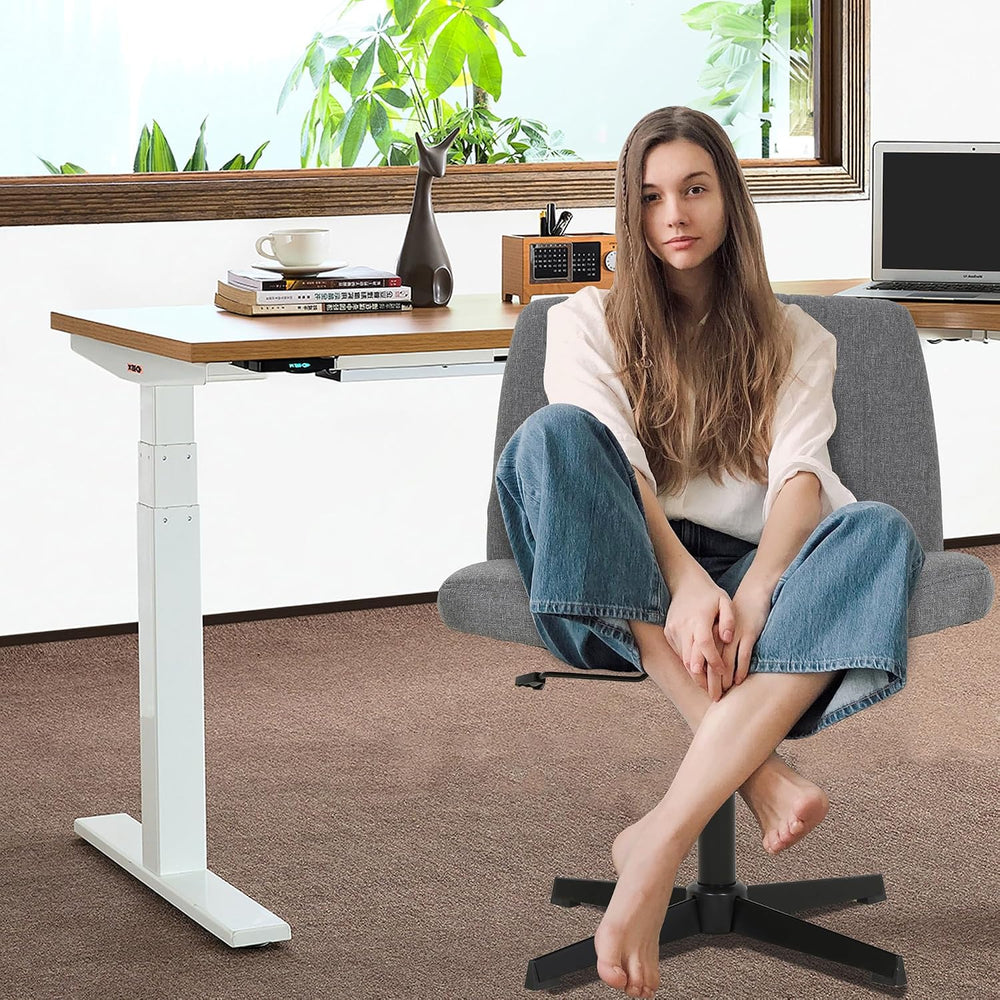 FDW | Criss Cross Chair Without Wheels | Grey | Armless Desk Chair