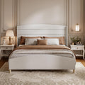 King Size Bed Frame,Upholstered Platform Bed,Wingback Headboard