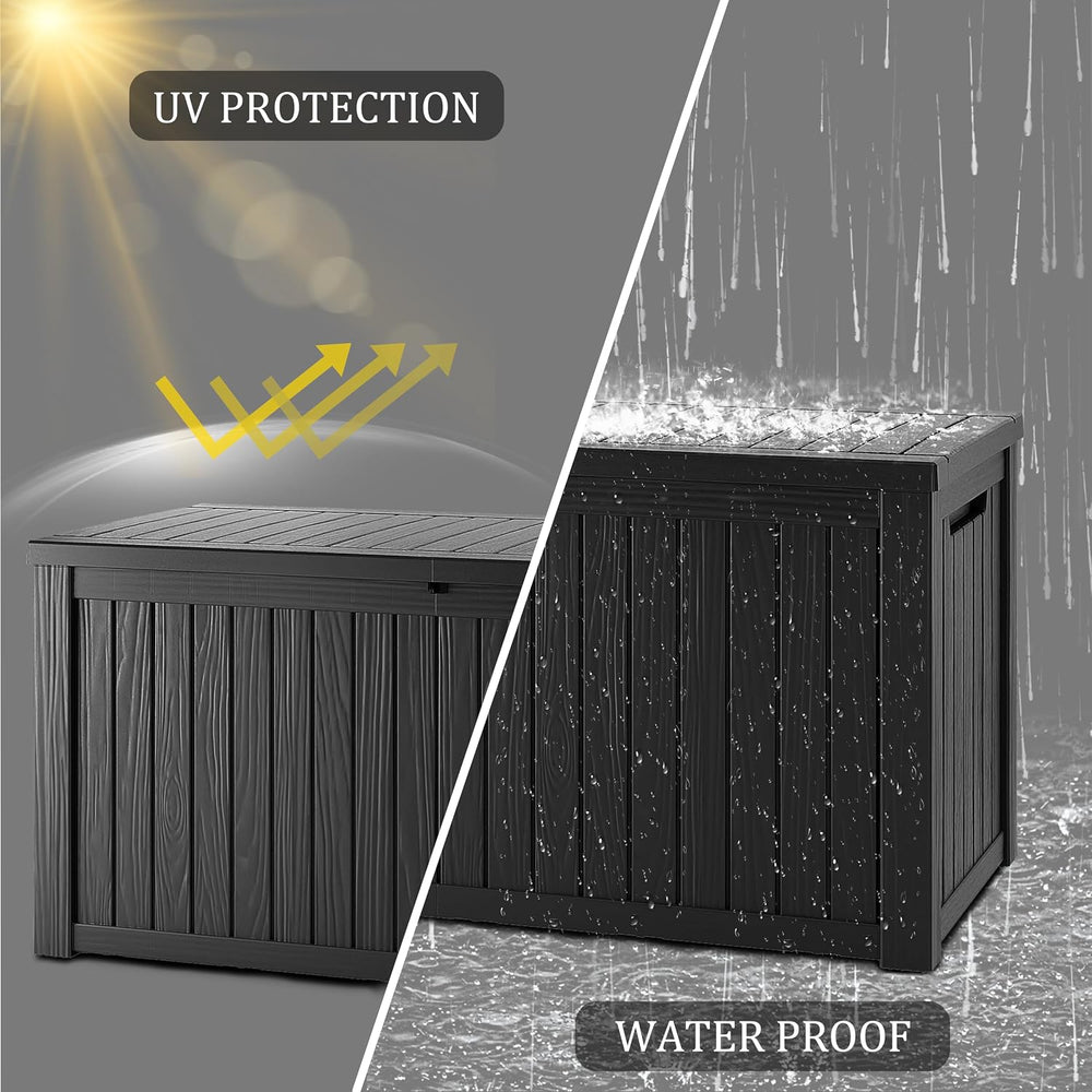 150 Gallon Lockable Resin Outdoor Storage Box, Waterproof & Weather Resis...