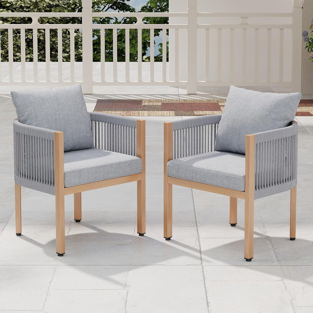 Patio Dining Chairs Set of 4, Outdoor Metal Dining Chair, 4 Piece Rope Outdoo...