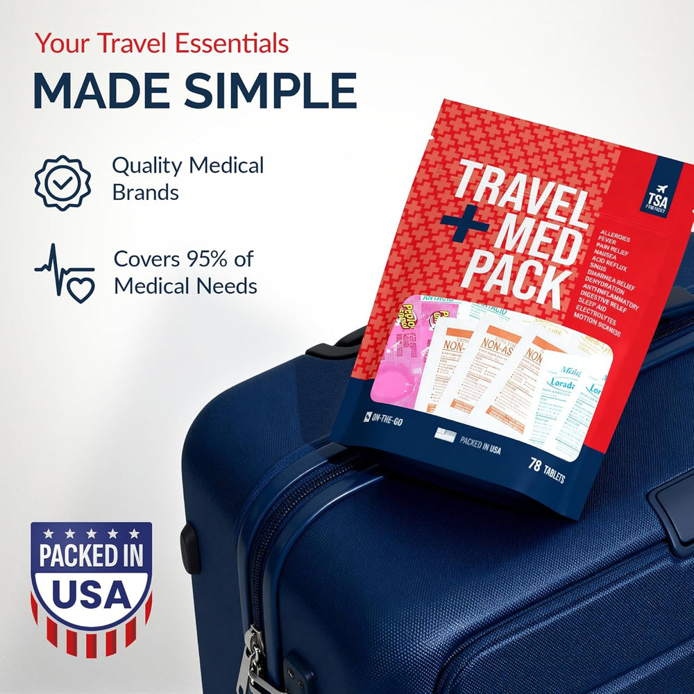 Travel Medicine Kit - 78-Piece TSA-Approved Urgent Care Kit Medication Pack f...