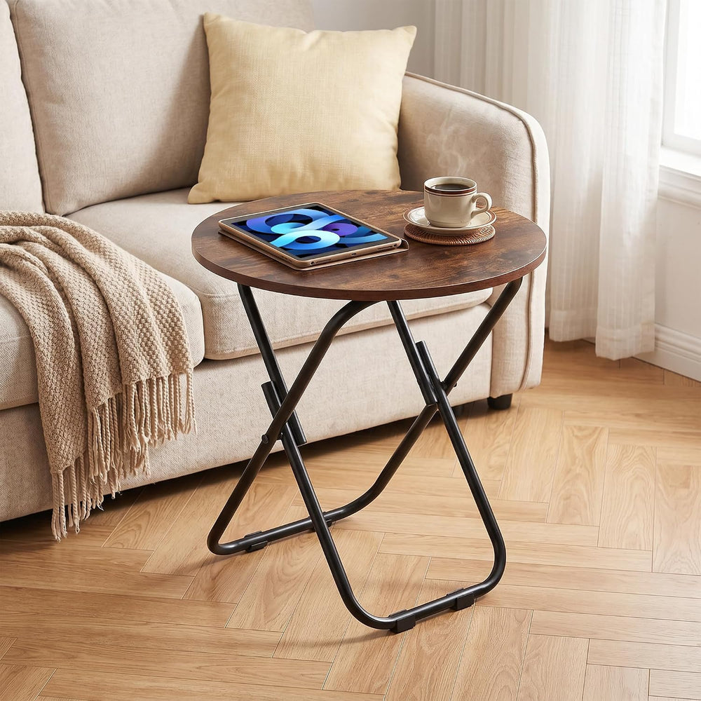 VECELO Patio Outdoor Side Table,17.7 inch Small Folding Table Round Waterproo...