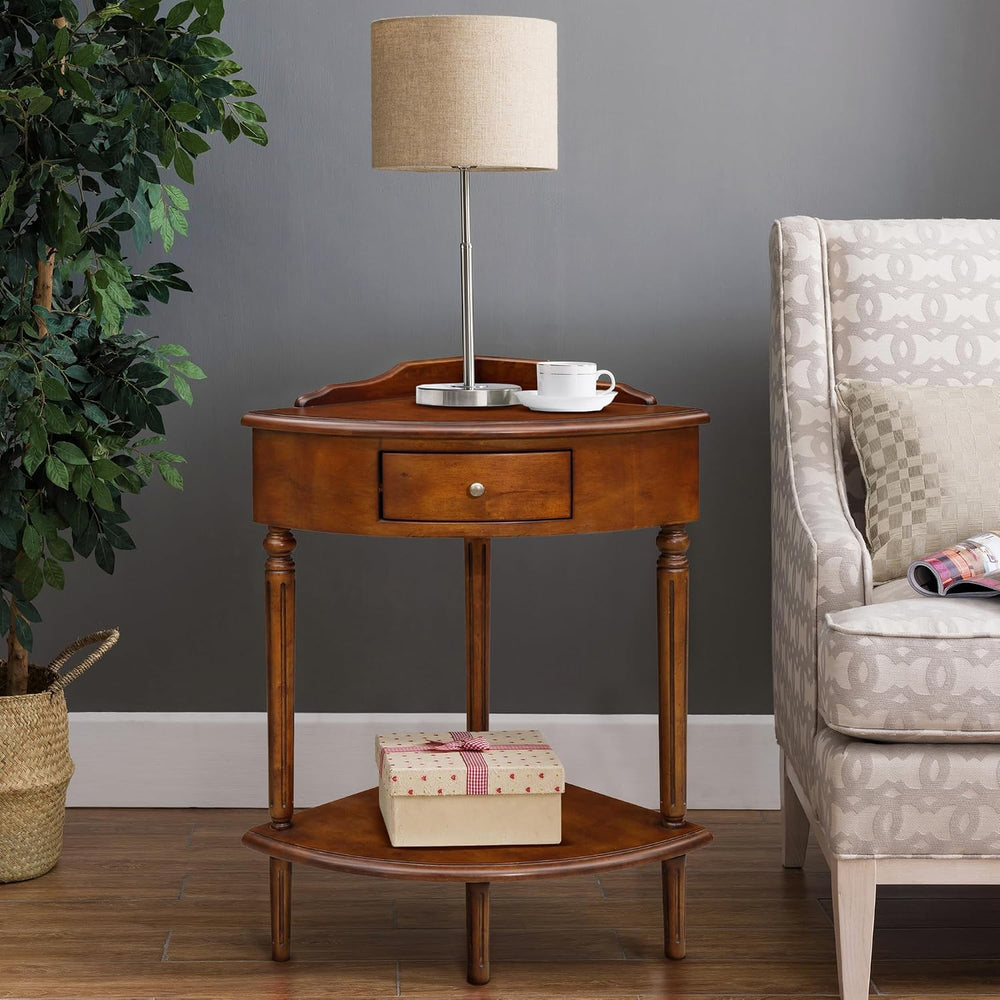 Leick Home Coastal Wedge End Table, Pecan
