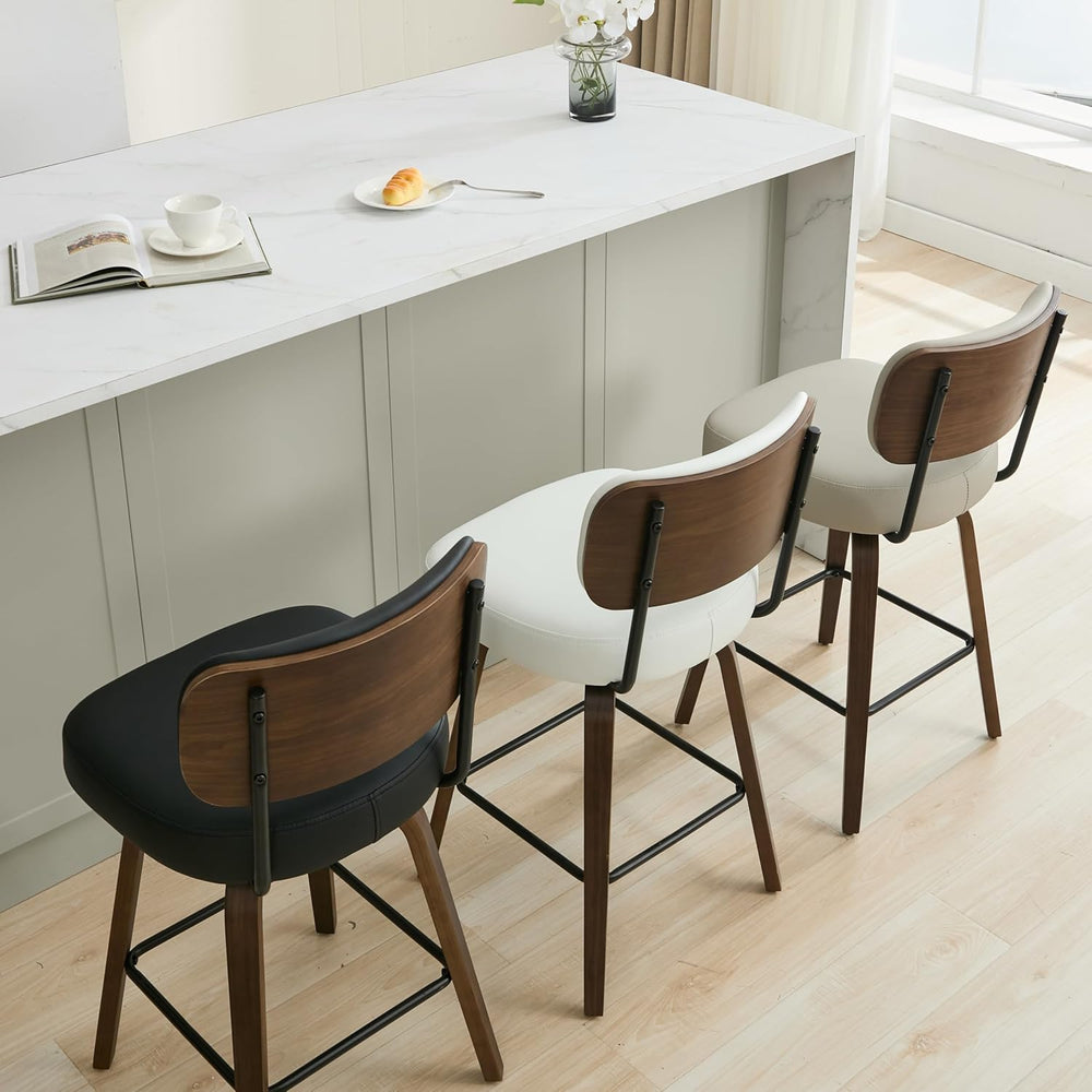 Swivel Bar Stools Set of 3, 26" Counter Height, Black