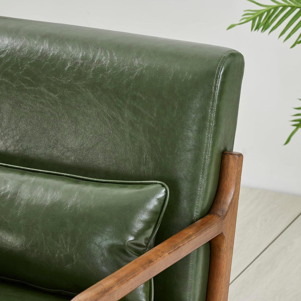 Glitzhome 2 Set Mid Century Hunter Green Accent Armchair, Single Reading Armc...