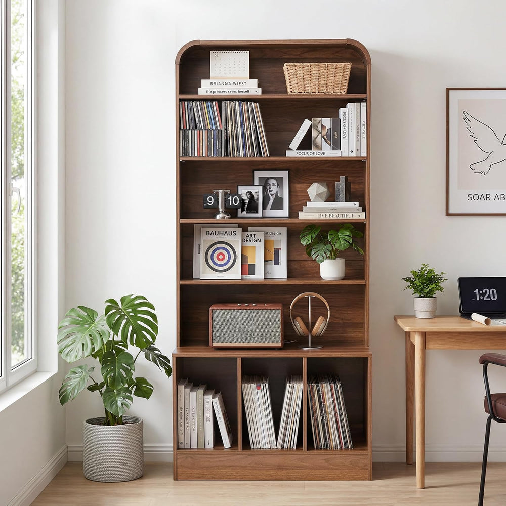 71'' Tall Record Player Stand, 6 Tier Large Vinyl Record Player Cabinet