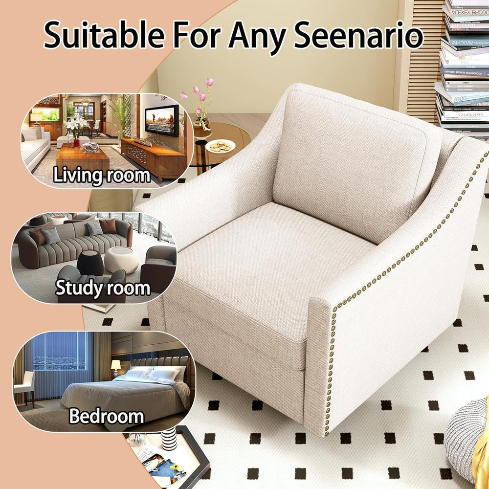 Swivel Accent Chair Set of 2，Armchair，Bronze Nail Decoration Comfy Living Roo...