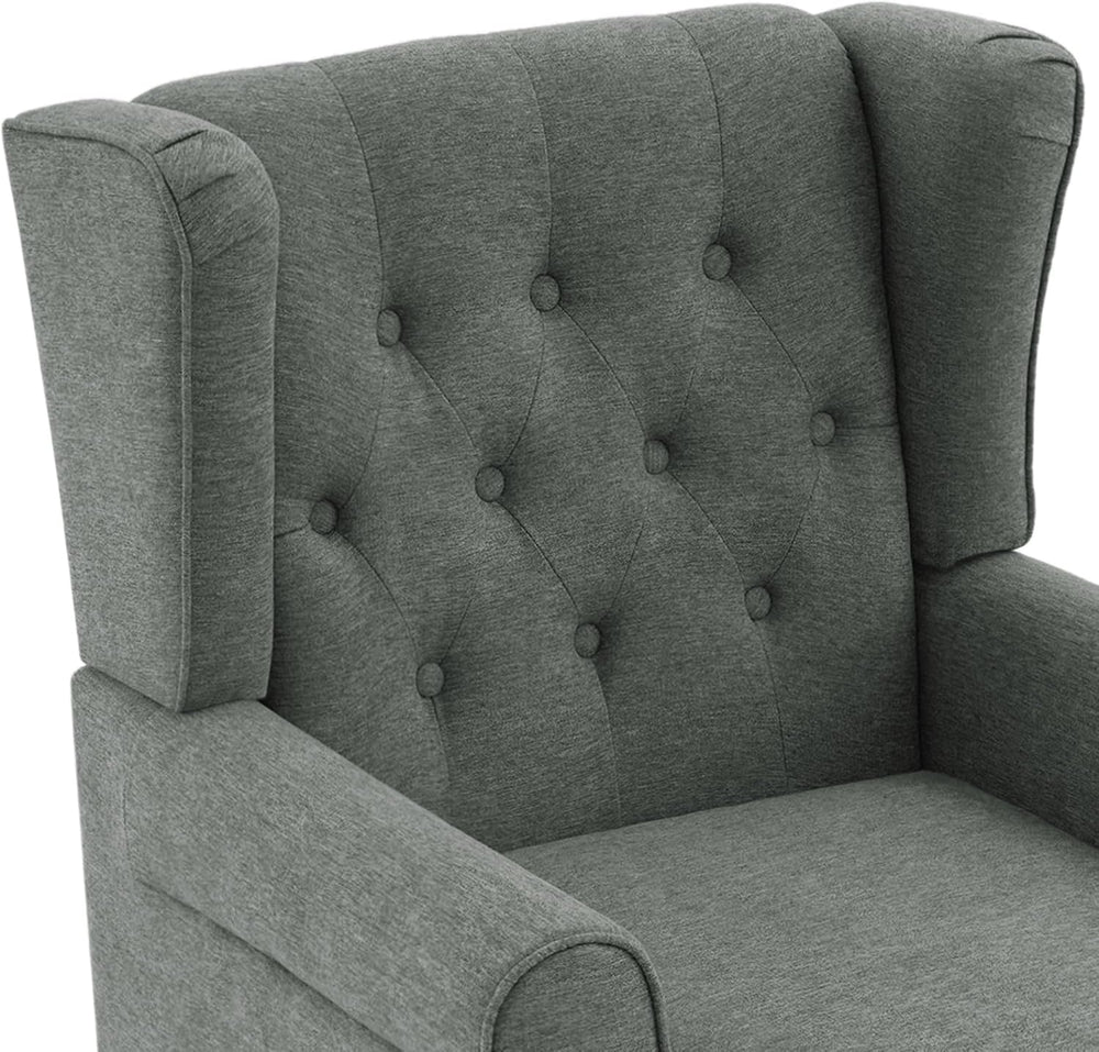 High Back Accent Chairs Set of 2, Wingback Armchair in Fabric, Gray
