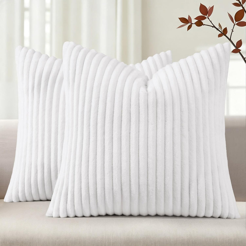 Simmore Fall Soft White Flannel Throw Pillow Covers 26X26 Set of 2