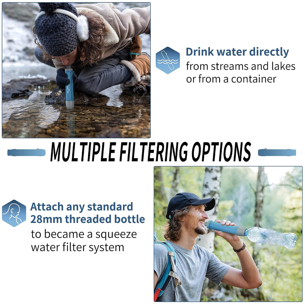 Yuclet Emergency Water Filter Straw for Survival, Camping & Hiking, 2 Pack