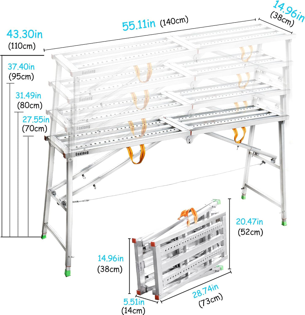 Daxiang Portable Scaffolding Platform 55(L) x15(W) x27-43(H)'' Work P...