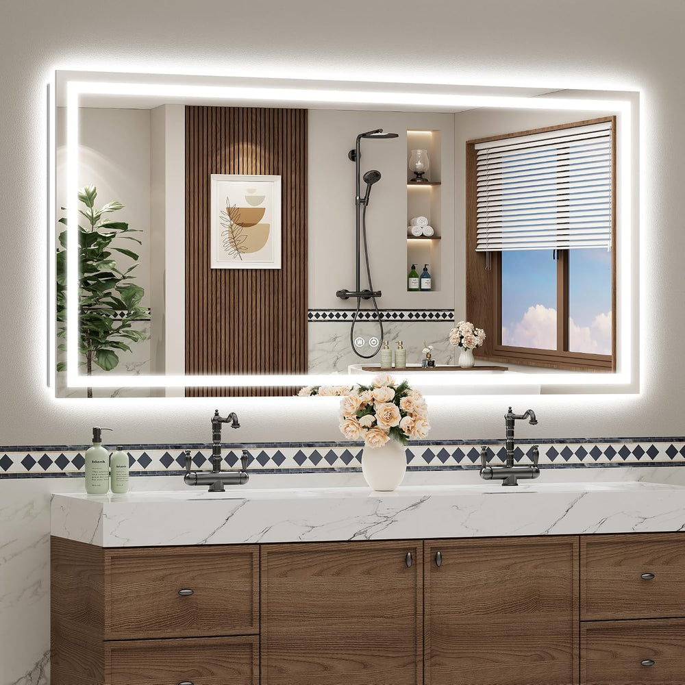 72x36 Inch LED Bathroom Mirror with Lights, Backlit & Front Lit