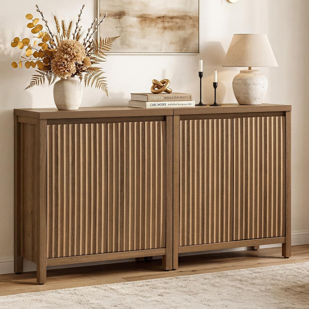 SICOTAS Sideboard Buffet Cabinet with Storage, Fluted Credenza Buffet Table