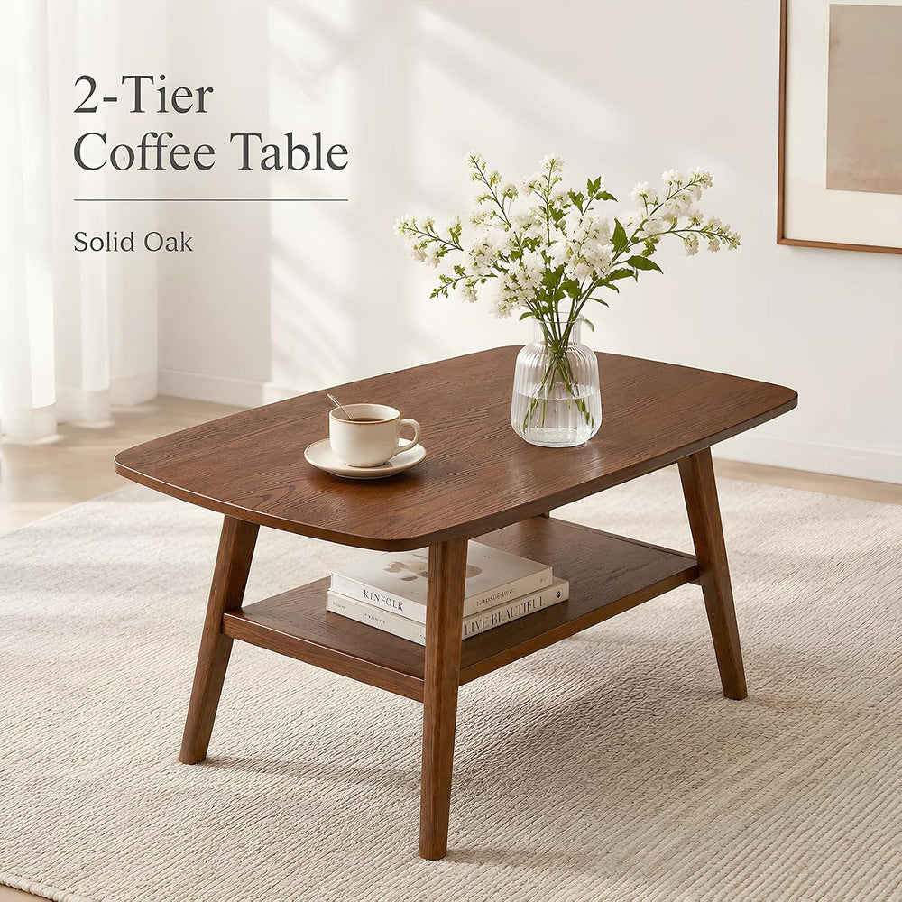 31.5" Walnut Small Coffee Table, Mid Century Modern