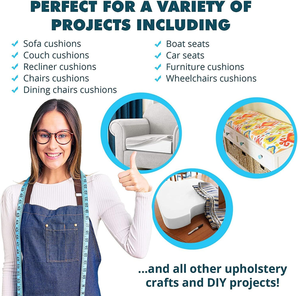 Foamma 6" x 20" x 20" High-Density Upholstery Foam Padding, Th...