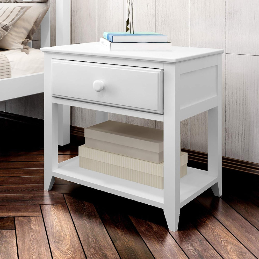 Plank+Beam Nightstand with Drawer and Shelf, White