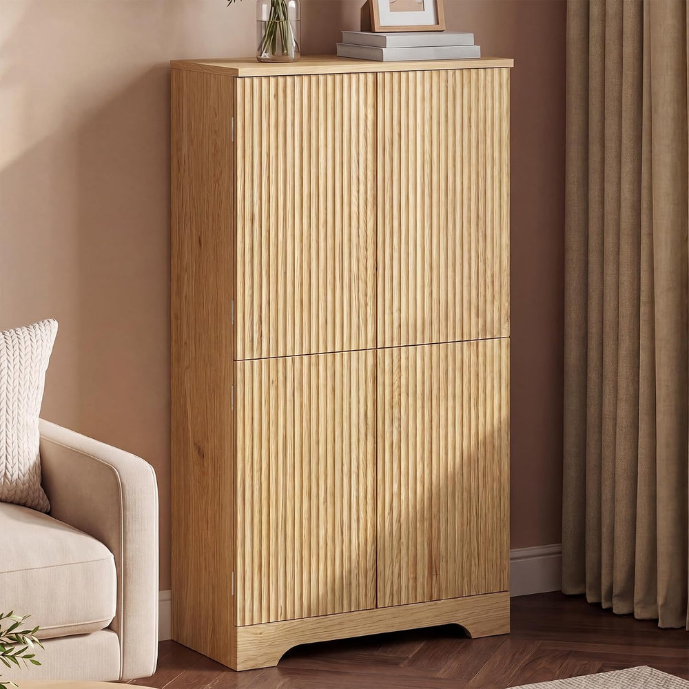 ChooChoo Bathroom Floor Cabinet with 4 Doors and Adjustable Shelves