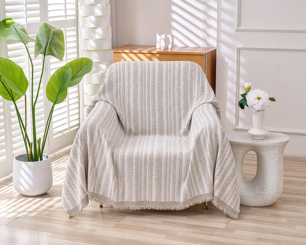 Erke Boho Chair Recliner Throw Cover Chenille Sheet Blanket 71”x71”